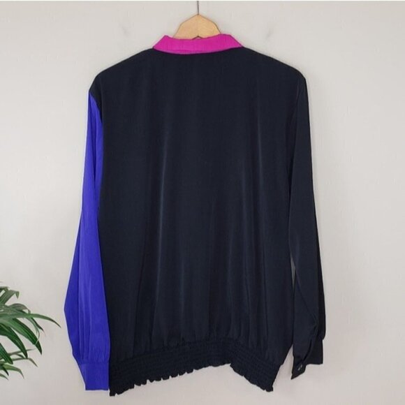 Vintage S.G. Sport | Black Pink Blue Colorblock Jacket Size Large - Picture 2 of 4